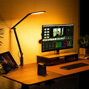 UPERGO 높이 조절 가능한 긴 팔 접이식 클립 온 책상 램프 라이트 메탈 디 밍이 가능한 LED 테이블 램프