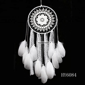 Vente en gros, <span class=keywords><strong>attrape</strong></span>-rêves indien fait à la main, bricolage, blanc, <span class=keywords><strong>attrape</strong></span>-rêves <span class=keywords><strong>avec</strong></span> plumes, pour décoration intérieure - Product Image 1