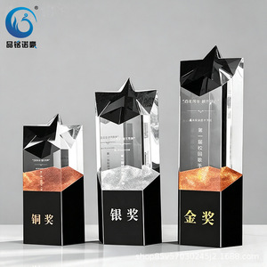Trofeo de Cristal Personalizado Pinming Nuohao, Diseño Abstracto Negro, Premios Empresariales, Recuerdos de Conferencia con Impresión de Logotipo - Product Image 3