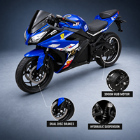 Moto électrique pour adultes de style course, moteur sans balais au lithium de 3000 W, vitesse maximale de 120 km/h, carénage complet, absorption des chocs hydraulique