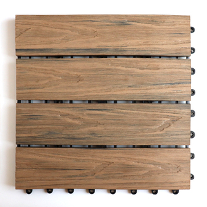 Wood plastic composite grid wood flooring WPC interlocking deck tile outdoor eco-friendly DIY tiles deep embossed composite tile