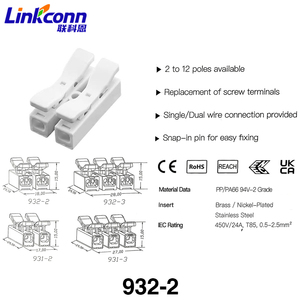 Spring-loaded Fast Connect <b>Terminal</b> Block Push-in Connector Quick Connect <b>Terminal</b> Block 450V 24A Electrical Accessories 932-2 - Product Image 3