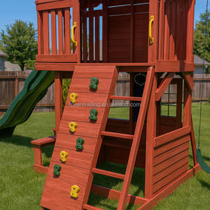 Juego de juegos duradero con tobogán y banco para niños, bebés y niños pequeños, juguete de exterior para patio trasero, columpio de madera para exteriores. - Product Image 3