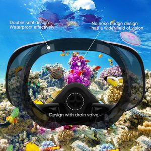 Mergulho Livre Mergulho e Snorkeling Goggles Mask Full Face Scuba Mask com Válvula de Dreno Visão Ampla Adequado para Adultos - Product Image 5