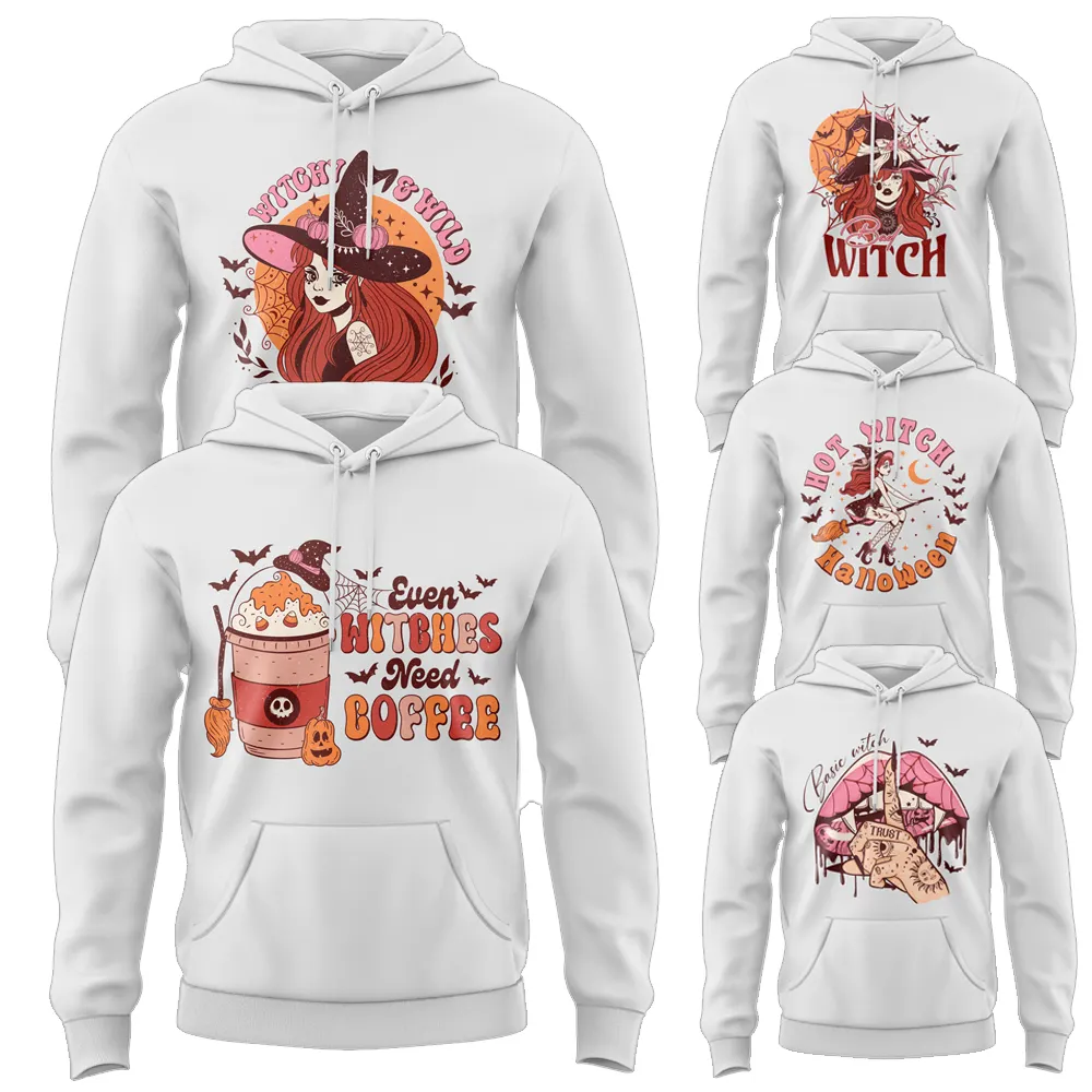 Pure Cotton Witchy Even Witches Need Coffee Bad Basic Hot Witch Halloween Customized Unisex Hoodies