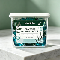 Capsules de lessive hydrosolubles à l'arbre à thé, parfum naturel d'arbre à thé, élimination profonde des taches, tissus frais, perles de parfum longue durée