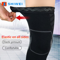 SHIWEI-2106 # jambe de tricot élastique longue manche de compression Fitness jambe genou manchon mollet manchon de soutien