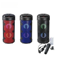 Ensemble de karaoké portable d'extérieur à double haut-parleur avec sangle, télécommande, microphone unique, radio FM et éclairage LED RGB pour Bluetooth 5.0