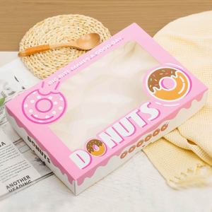 Caja de donas de grado alimenticio personalizada, ventana transparente para embalaje de regalo de panadería, caja de embalaje para llevar postres de papel Kraft con logotipo - Product Image 2