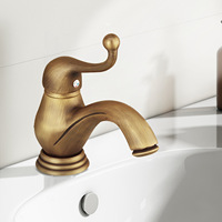 Robinet mélangeur vintage monotrou pour lavabo, style européen, en cuivre, eau froide et chaude, à poser sur comptoir, avec cartouche céramique