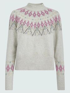 <span class=keywords><strong>Femme</strong></span> <span class=keywords><strong>Pastel</strong></span> Fair Isle Casual <span class=keywords><strong>Pull</strong></span> Jumper Laine Alpaga Mélange Mock Neck pour la saison du printemps avec Logo avant - Product Image 4