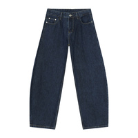 Version coréenne Simple jambe large tridimensionnel incurvé couteau lavé Denim Jeans Tendance décontractée