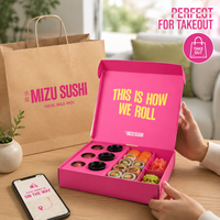 Boîtes à emporter de luxe pour sushis, type bento, pour boulangerie, pâtisserie, donuts, sushis, emballage fantaisie pour sushis
