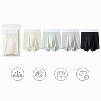 Boxer respirant en maille pour hommes, tissu micro-maille, toucher doux, ceinture élastique contrastée, confort toute la journée, 4 couleurs