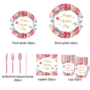 Lot de Vaisselle Jetable Moderne en Forme de Cœur pour la Fête des Mères – Assiettes, Gobelets, Fourchettes, Cuillères et Serviettes en <span class=keywords><strong>Papier</strong></span> pour la Famille (Vente en Gros) - Product Image 6
