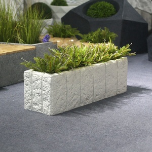 Jardinière rectangulaire autoportante en fibre de verre de style nordique pour extérieur, design <span class=keywords><strong>imitation</strong></span> <span class=keywords><strong>pierre</strong></span> extra-large - Product Image 3