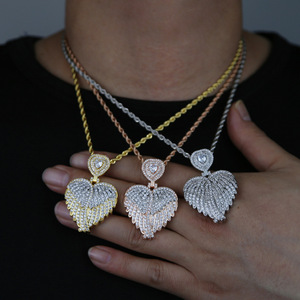 Collana con Ciondolo a Forma di Cuore e Ali con <span class=keywords><strong>Pietre</strong></span> CZ per Uomo e Donna, Gioielli Hip Hop all'Ingrosso - Product Image 4