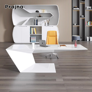 Mesa en Manager Boss CEO Manager Escritorio en forma de L Mesa de oficina ejecutiva de madera blanca para muebles de oficina - Product Image 2