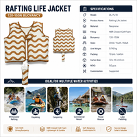 Gilet de sauvetage pour jeunes, 120-150N, néoprène, gilet de flottabilité pour kayak, canyoning, sauvetage aquatique