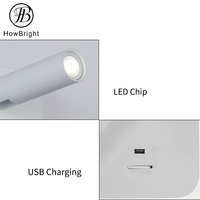 Appliques murales LED en aluminium avec charge USB et interrupteur, blanches, décoratives, encastrées pour salon, chambre et coins intérieurs