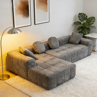 Canapé modulaire en mousse gris foncé en forme de L, compressé sous vide, sans ossature, en velours côtelé, convertible en lit, pour la maison