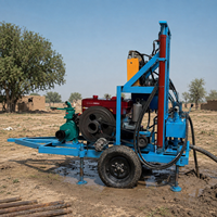 Plateforme mobile portable FY avec châssis à roues, moteur diesel, pompe de forage de puits d'eau, boîte de vitesses, profondeur maximale de 200 m, diamètre de forage de 200 mm, 380 V