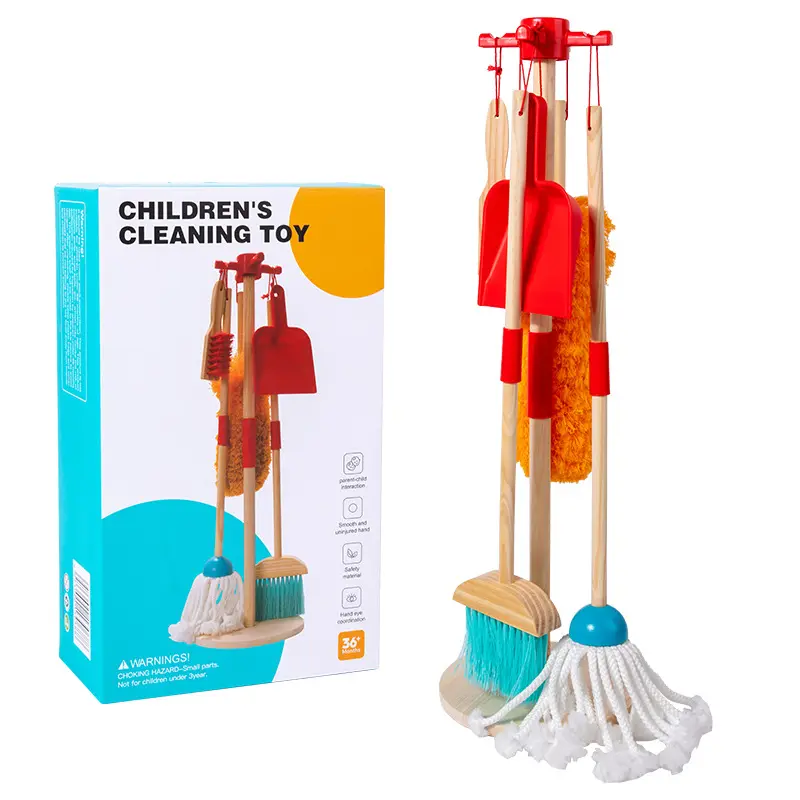 2023 giả vờ trẻ em 8 cái Housekeeping Bàn Chải Chổi Montessori làm sạch chơi Bộ đồ chơi