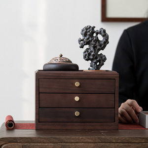 Walnut Wood Pu'er Tea Cake <b>Box</b> Rectangular Multi Layer <b>Drawer</b> <b>Storage</b> <b>Box</b> For Tea Ceremony Accessories - Product Image 2