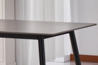 Table basse moderne en pierre frittée, nouveau style, avec pieds en métal noir thermolaqué, pour salon, facile à assembler
