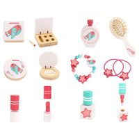 2024 nuevo diseño rosa conjunto de juguetes de tocador de maquillaje de madera para niñas