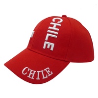 Casquette de baseball unisexe de haute qualité Ever Fortune à 6 panneaux avec drapeau du Chili, logo personnalisé, broderie 3D en relief, vente en gros, premium, sportive