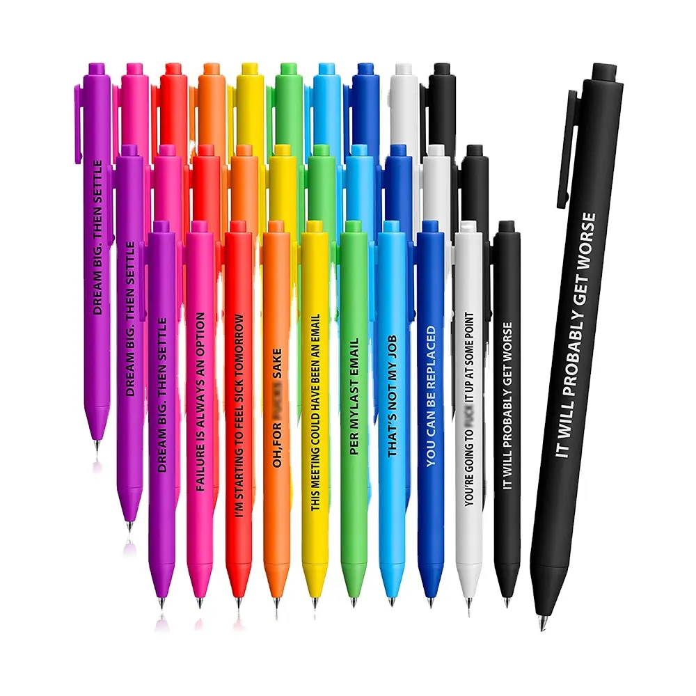 Funny Ballpoint Pens Colorful Demotivational Plastic Pen Black Ink Gel Pens for Students Coworkers School Office Supplies
