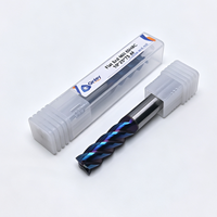 Fraise à bout plat en carbure de tungstène de haute qualité d'usine, 1 mm-10 mm, CNC, 65HRC, 4 cannelures, revêtement nano bleu, longue durée de vie de l'outil, ODM OEM