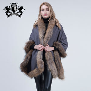 Commercio all'ingrosso 100% di Pelliccia di Procione Assetto Cashmere Pashmina Scialle di Inverno Caldo Molle Lana <span class=keywords><strong>Poncho</strong></span> per Le <span class=keywords><strong>Donne</strong></span> - Product Image 3