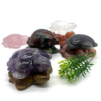 Vente en gros en vrac de pierre cristal tortue cristal sculpture pour la décoration de la maison Collection amour naturel Feng Shui image JIA gravure