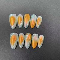Kuku Bentuk Almond Buatan Tangan Berkualitas Tinggi dengan Perubahan Warna Aurora, Gaya Punk, Dapat Digunakan Kembali, Grosir Pabrik.