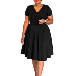 D588 Ultimo Design Abiti Estivi da <span class=keywords><strong>Donna</strong></span> Casual Eleganti con Maniche Corte e Colletto Peter Pan, Stile Africano per Abbigliamento - Product Image 6