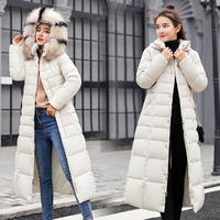 PASUXI Nouvelle Parka Longue d'Hiver pour Femme Coupe Slim Manteau Chaud à Capuche Col Fourrure Vêtement d'Extérieur Streetwear
