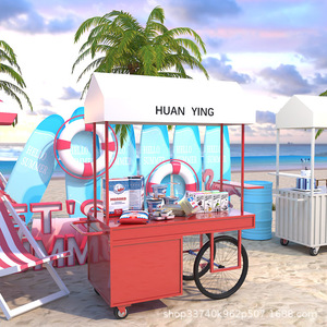รถเข็นอเนกประสงค์พับได้สำหรับใช้งานกลางแจ้ง 220V รถเข็นเสิร์ฟอาหาร รถเข็นไอศกรีมและบาร์บีคิว รถเข็นจัดแสดงดอกไม้สำหรับขนมและบาร์บีคิว - Product Image 2