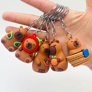 Capybara Anime 3D PVC cao su Keychain dễ thương silicon <span class=keywords><strong>Keyring</strong></span> trong phim hoạt hình phong cách bán buôn 3D capybara búp bê móc khóa - Product Image 3