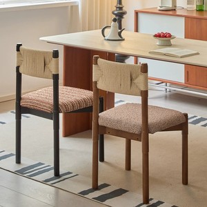 Silla <span class=keywords><strong>de</strong></span> Ocio DISHI <span class=keywords><strong>de</strong></span> Madera Maciza Estilo Retro Francés, Respaldo Tejido con Cuerda, Cojín Suave para Hogar, Oficina, Restaurante y <span class=keywords><strong>Bar</strong></span> - Product Image 5