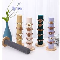 Expositor de Joyería Vertical de Madera con Base de Terciopelo, Impresión en Relieve para Navidad, Caja de Regalo Exclusiva de Alta Gama