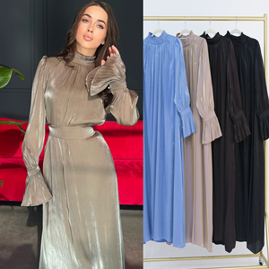 Sharut 2025 vente en gros Dubai Abaya luxe Satin modeste robe musulmane femmes Eid é<span class=keywords><strong>l</strong></span>égant personnalisé modeste paillettes brillant scintillant Abaya - Product Image 2