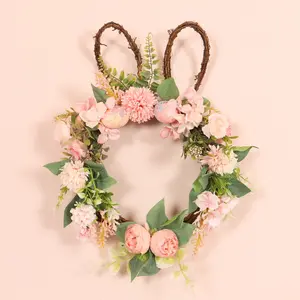 New arrivals spring Easter flower wreath eggs artificial garland 35*45cm bunny wreaths for front door wall holiday decoration
