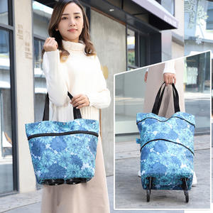 Chariot de courses pliable personnalisé pliable sac pliant réutilisable Oxford 600D chariot d'épicerie pour les femmes supermarché voyage week-end - Product Image 5