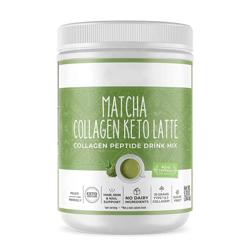 OEM Keto Matcha Collagen Peptida Bubuk Suplemen 298G Minuman Instan Memberikan Fokus Energi Berkelanjutan dan Peningkatan Metabolisme