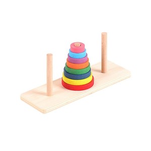 Çocuk eğitim Hanoi kulesi gökkuşağı daire renk biliş yapı taşları ahşap oyuncaklar boys 'yüzük eşleştirme için - Product Image 5