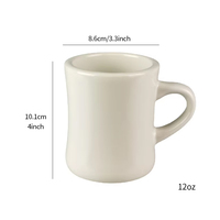 Tasse à thé et à lait en grès blanc de 12 oz, personnalisable avec logo, à double paroi, en céramique, pour cadeaux promotionnels - Vente en gros