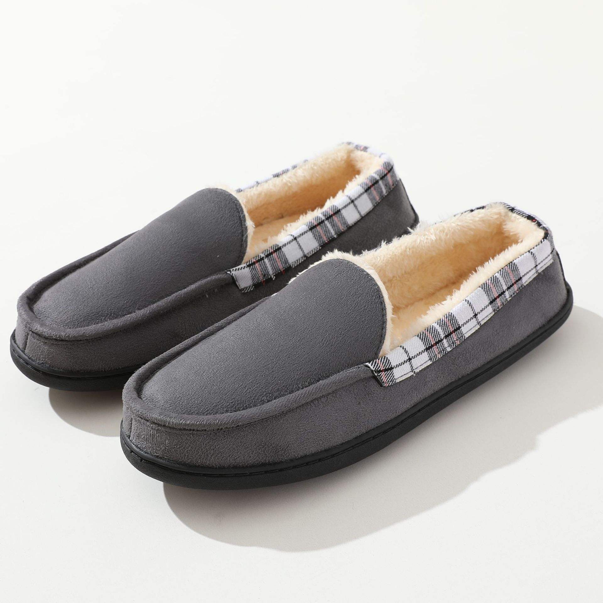 0635 pantoufles de maison gris foncé pour hommes