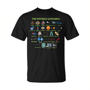 Camiseta con diseño del alfabeto de la física para hombre, camiseta gráfica negra, regalo educativo para estudiantes y profesores - Product Image 2